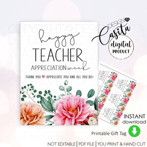 Lehrer Wertschätzung Woche druckbare Geschenkanhänger, Danke Lehrer, zweisprachig Lehrer, College Lehrer Karte, Elementargrund