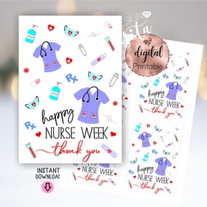 Krankenschwester Woche Danke druckbare Karte oder Krankenschwester Cookie-Karte, Danke Krankenschwester, Krankenschwester Wertschätzung, Danke Lehrer, Mini-Cookie-Karte, RN-Karte