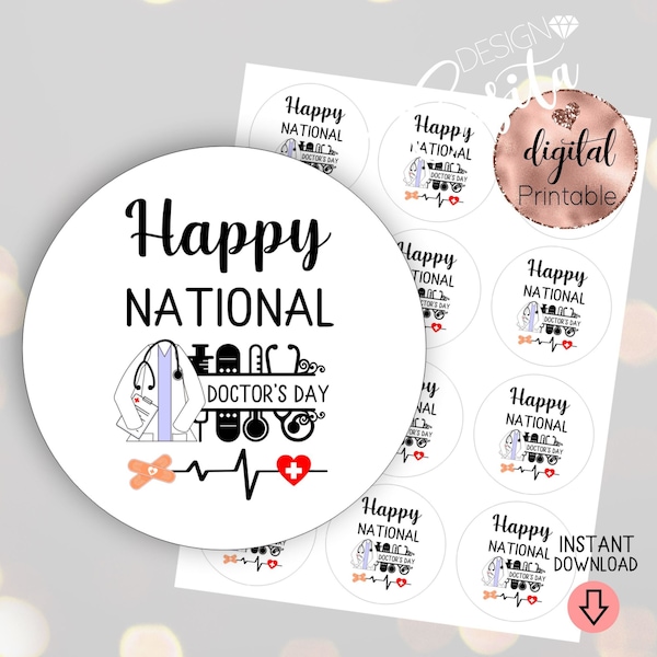 National Doctor's Day Printable Round tag 2.5,MD thank you,mini cookie tag,Doctor cookie,Doctor day,MD printable,doctor appreciation,Ob GYN