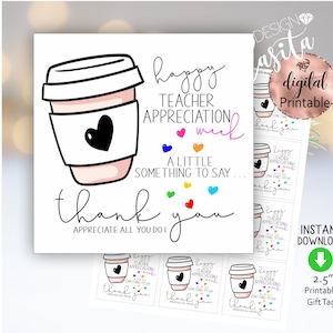 Lehrer Wertschätzung Woche Kaffee Printable Gefallen Geschenkanhänger,danke,Kindergarten,Kindergarten,Kindergarten,Kindergarten