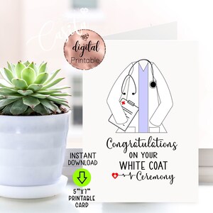 Weißer Kittel Doktor Zeremonie Printable 5x7 gefaltete Grußkarte,Arzthelferin,Do,dpt,Nurse Practitioner,congrats Doctor Graduierung,Phd