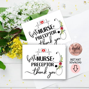 Infirmière préceptrice Merci cartes plates imprimables, carte de la semaine de l'infirmière, instructeur clinique, meilleur précepteur de tous les temps, merci précepteur, cadeau précepteur