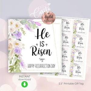Er ist auferstandener druckbarer Geschenkanhänger, Ostern, Auferstehungstag, Jesus lebt, Christbaum, Jesus lebt Tag, Matthäus 28, 6