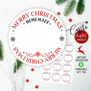 Blank Labels Christmas Printable gift tag label,Jar labels 2.5 Circle Merry Christmas Homemade Canning,from the kitchen of,Jam gifts,honey