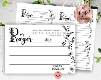 Prayer Cards Printable with scripture floral singing bird,affirmation card,prayer warrior,church planner,faith bible verse,prayer time card