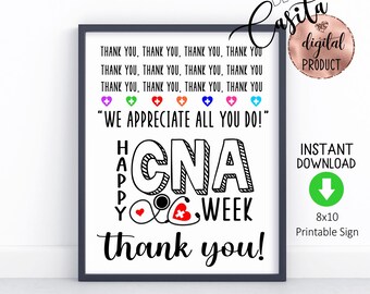 CNA Week heart Printable 8x10 Party Sign,Nurse Assistant Appreciation table party sign,hospital Cna party,CNA locker sign,CNA favor sign