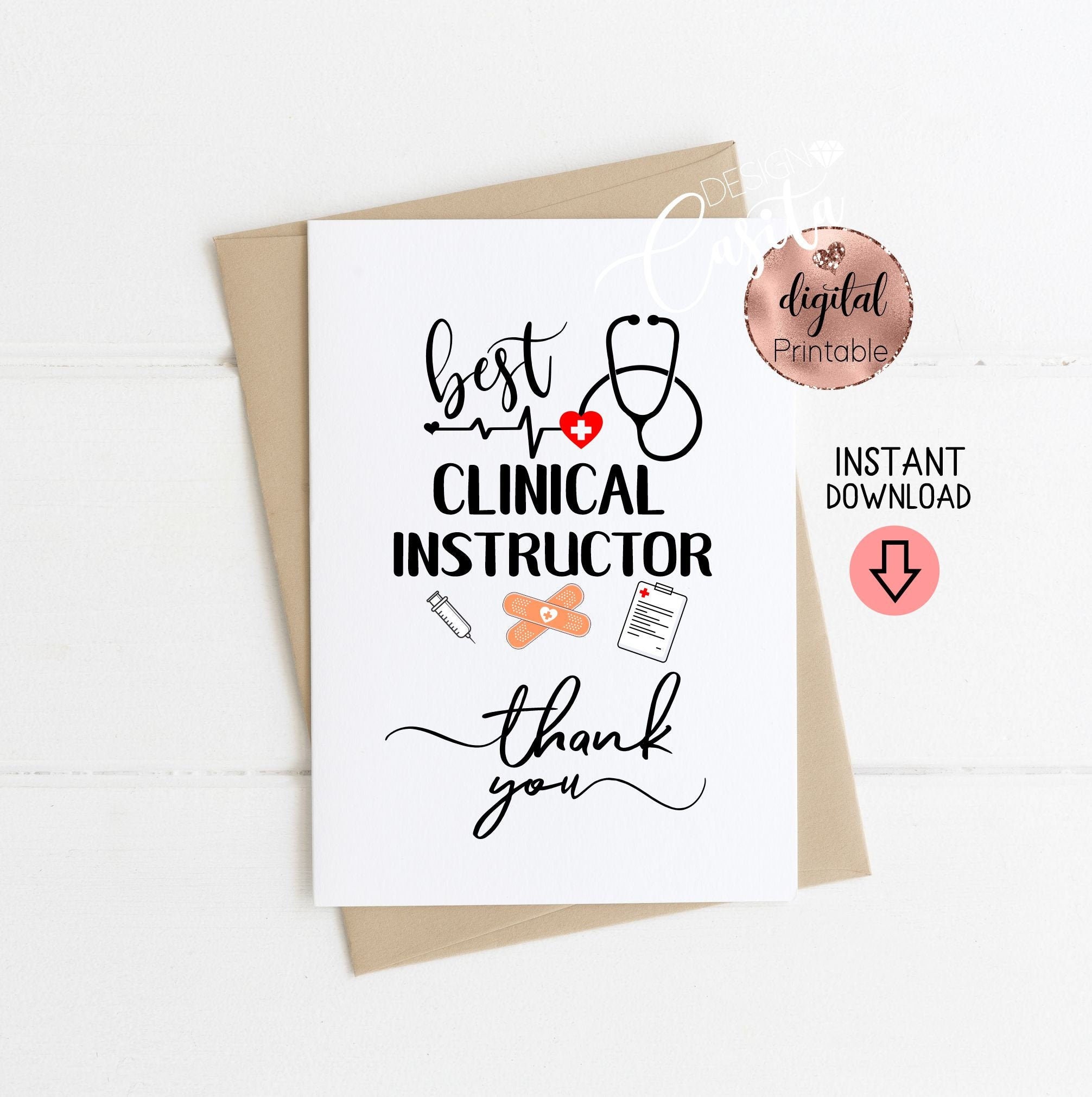 Clinical Instructor Printable 5x7 Folded Greeting