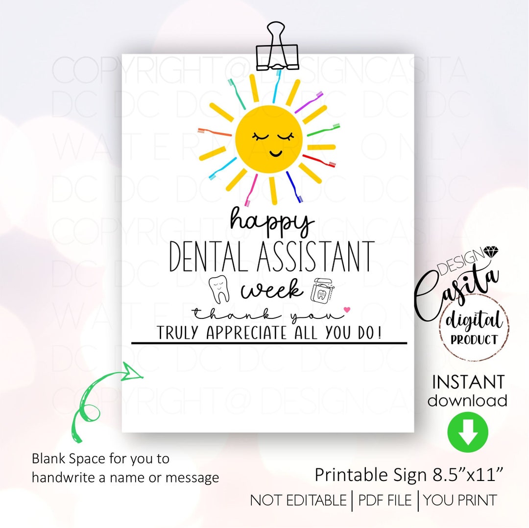 Happy Dental Assistant Week Printable 8.5x11 Party Signsun Etsy