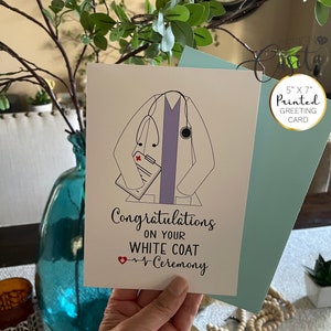 White Coat doctor ceremony 2024 Printed Physical 5x7 folded Greeting Card,Shipped to you,Physician assistant,DO,dpt,Nurse Practitioner,MD image 2