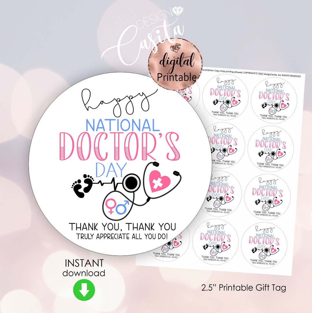Doctor's Day OBGYN Printable Gift Tag 2.5 Round,obgyn Thank You Pink ...