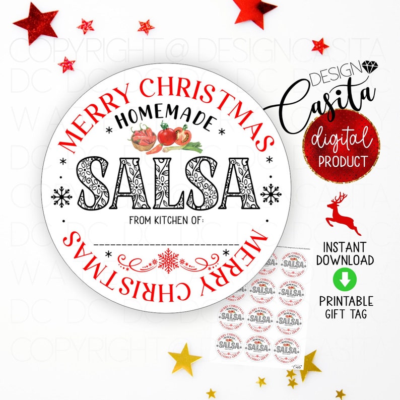 Salsa Printable Gift Tag Label Circle 2.5 for Mason Jar - Etsy