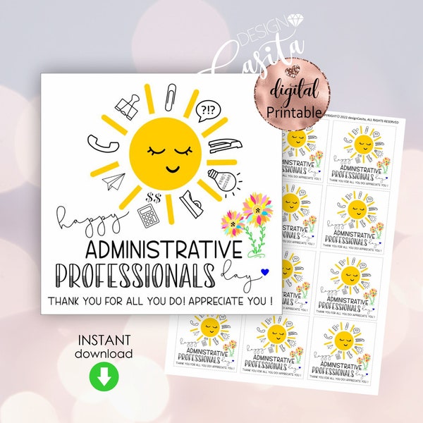 Administrative Professionals day Printable favor gift tag,Office assistant thank you,Staff appreciation,Medical admin,HR tag,legal clerk tag