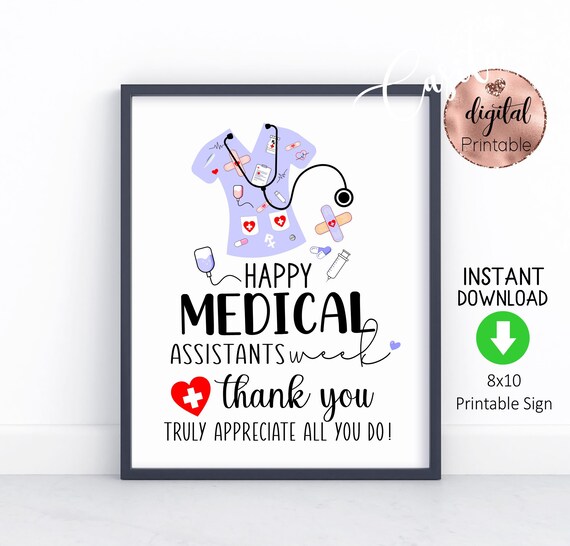 Medical Assistant Week Printable 8x10 Party Signcertified Etsy