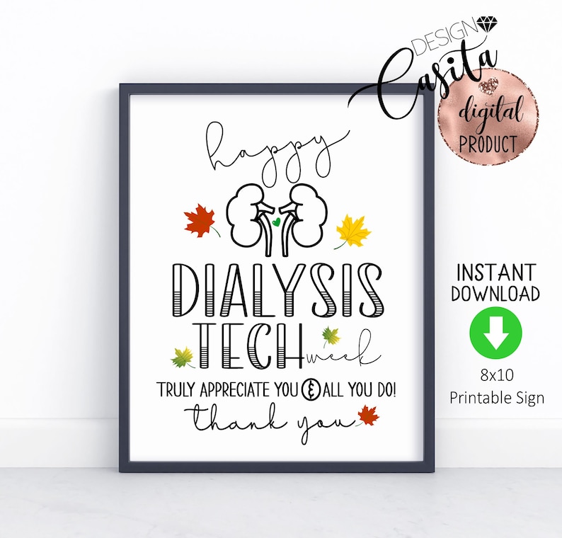 Dialysis Tech Week Printable 8x10 Party Signkidney Tech Week Etsy