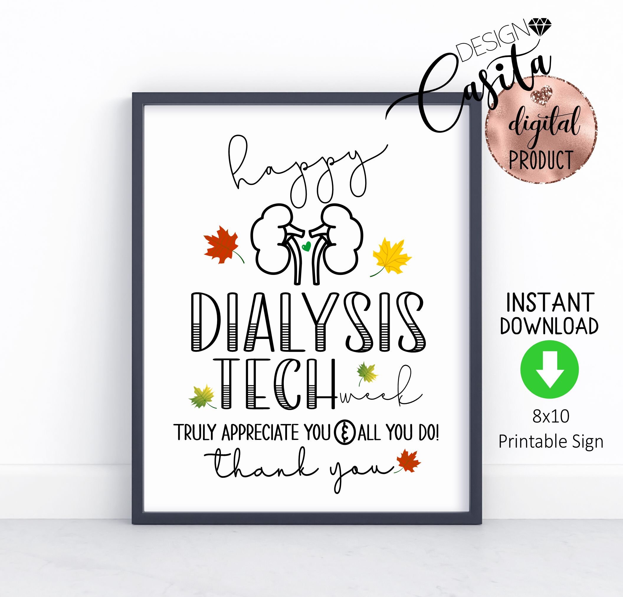 Dialysis Tech Week Printable 8x10 Party Signkidney Tech Week Etsy UK