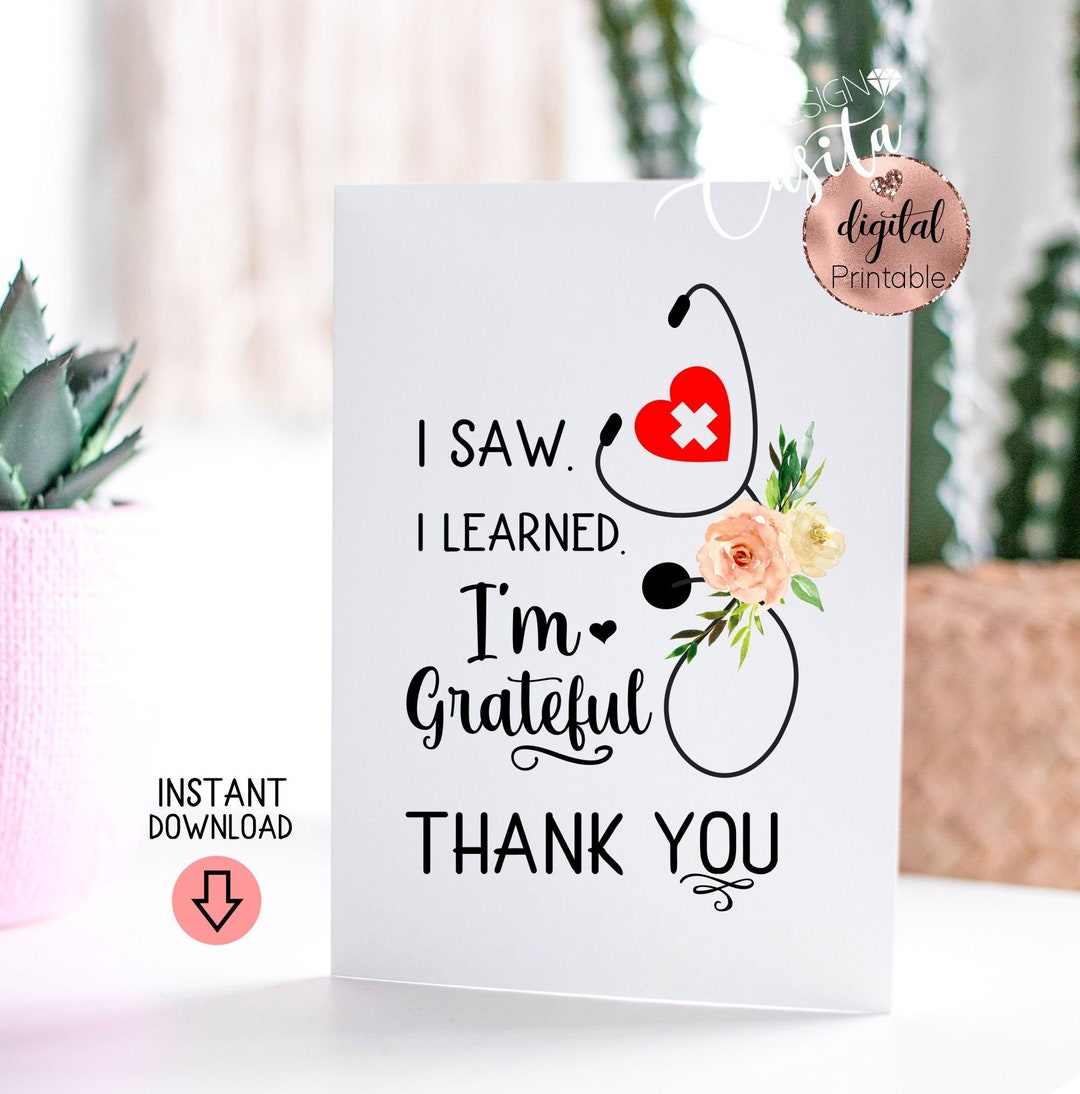 Preceptor Clinical Instructor Printable 5x7 Folded Greeting Card