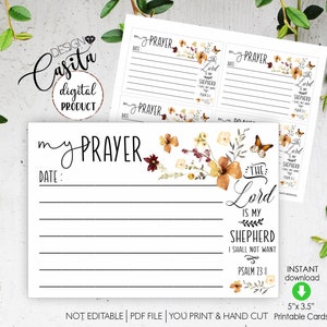 Gebedskaart afdrukbare Psalm 23 schrift, wilde bloemen vlinderkaart, gebedsverzoek, oorlogskamer, geloofsgebed, bijbelvers, trouwgebedskaart