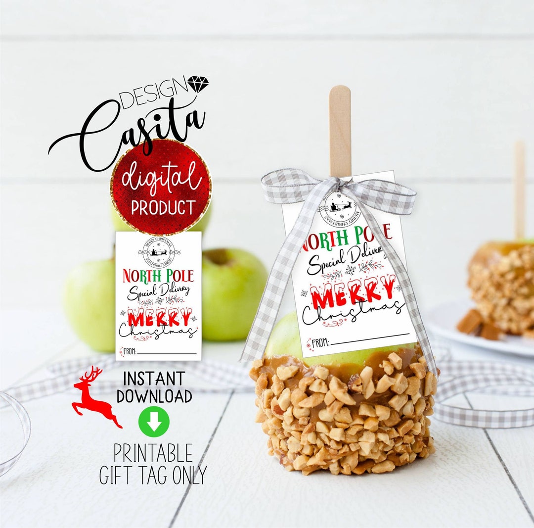 Candy Apple Printable Gift Tag,merry Christmas North Pole Special