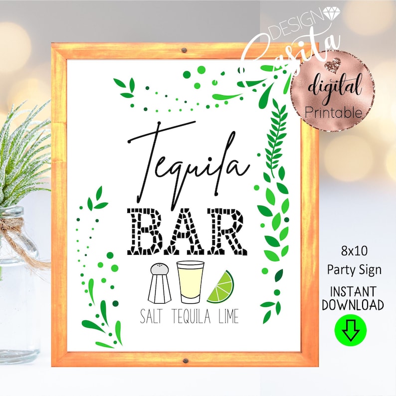 Tequila Bar 8x10 Printable Party Signfiesta Alcohol | Etsy