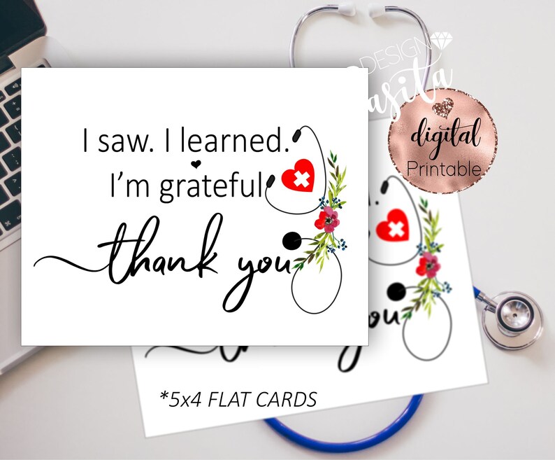 Medical Instructor Thank You Cards Printable Digital Etsy
