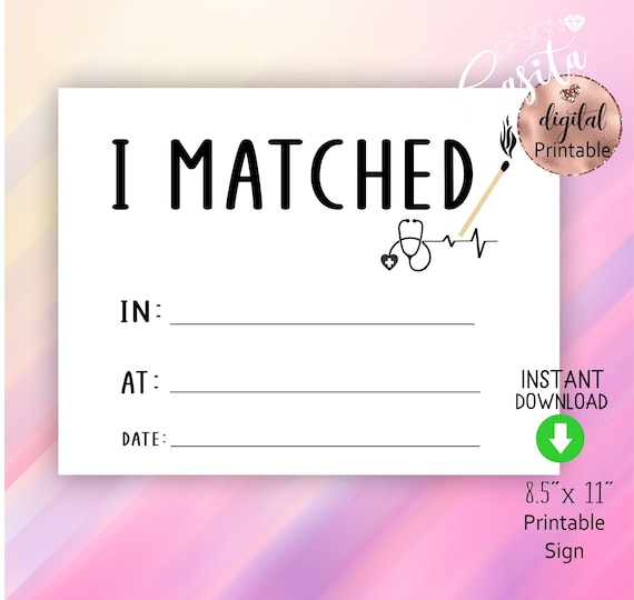 Match Day Residency 8.5x11 Printable Sign Medical Specialty Etsy