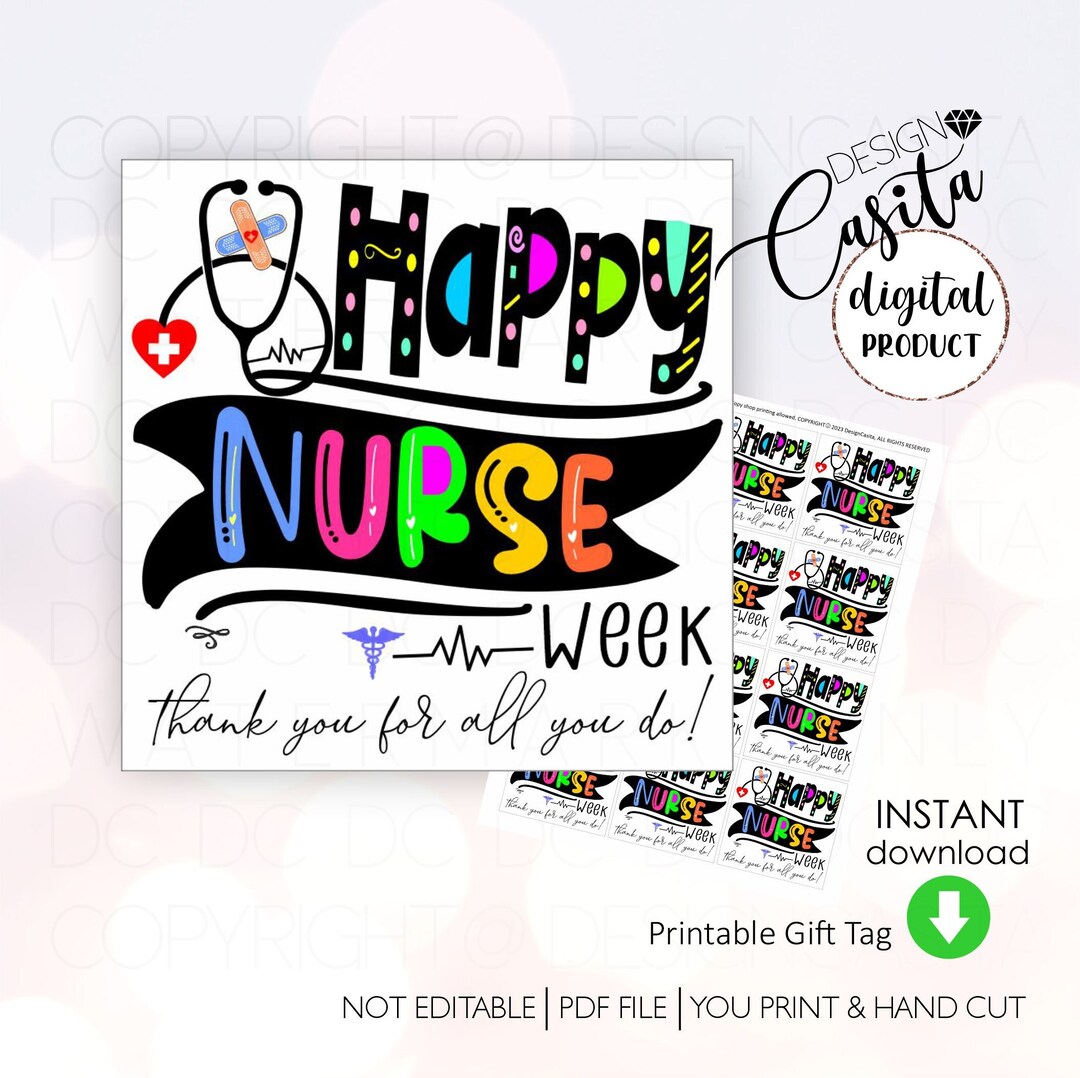 Nurse Week Thank You Printable Colorful Gift Tagpediatrician - Etsy