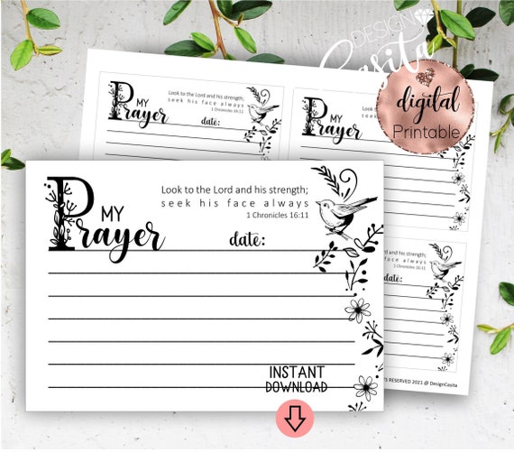 Prayer Cards Printable With Scripture Floral Singing - Etsy