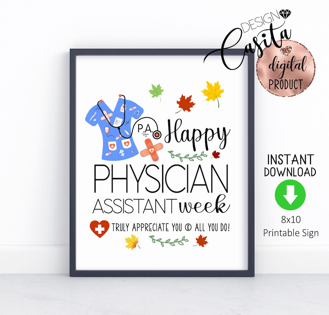 Physician Assistant Week Printable 8x10 Party Sign,pa Week Fall Leaves