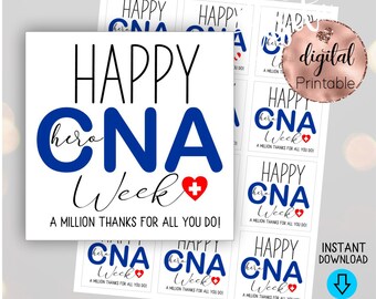 Happy CNA week Hero Printable Square Favor Gift Tag,Thank you CNA Cup tag,Nurse assistant gift,CNA Appreciation,Certified Nurse Assistant