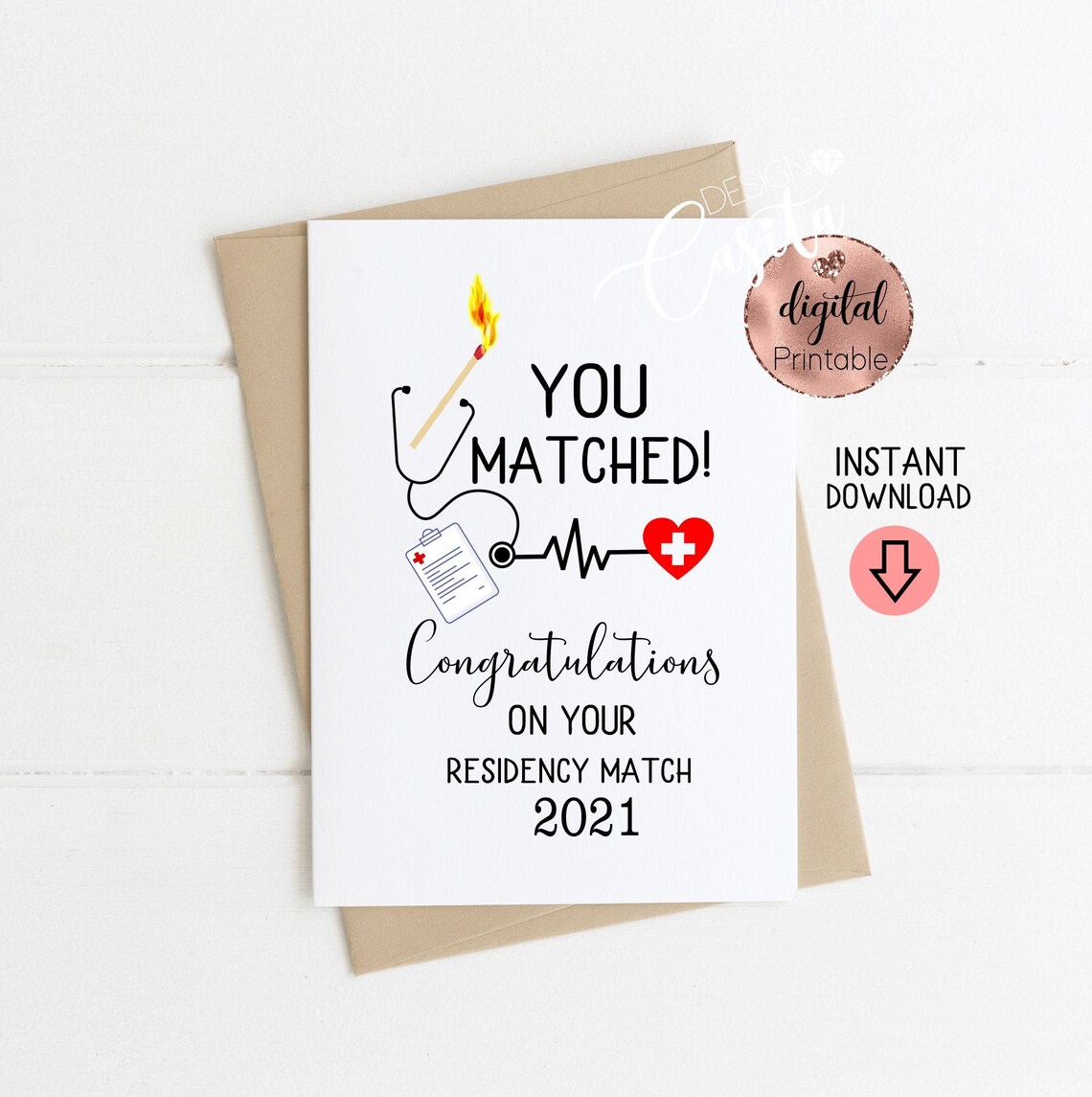 Match day Doctor Residency 2021 Printable 5x7 folded