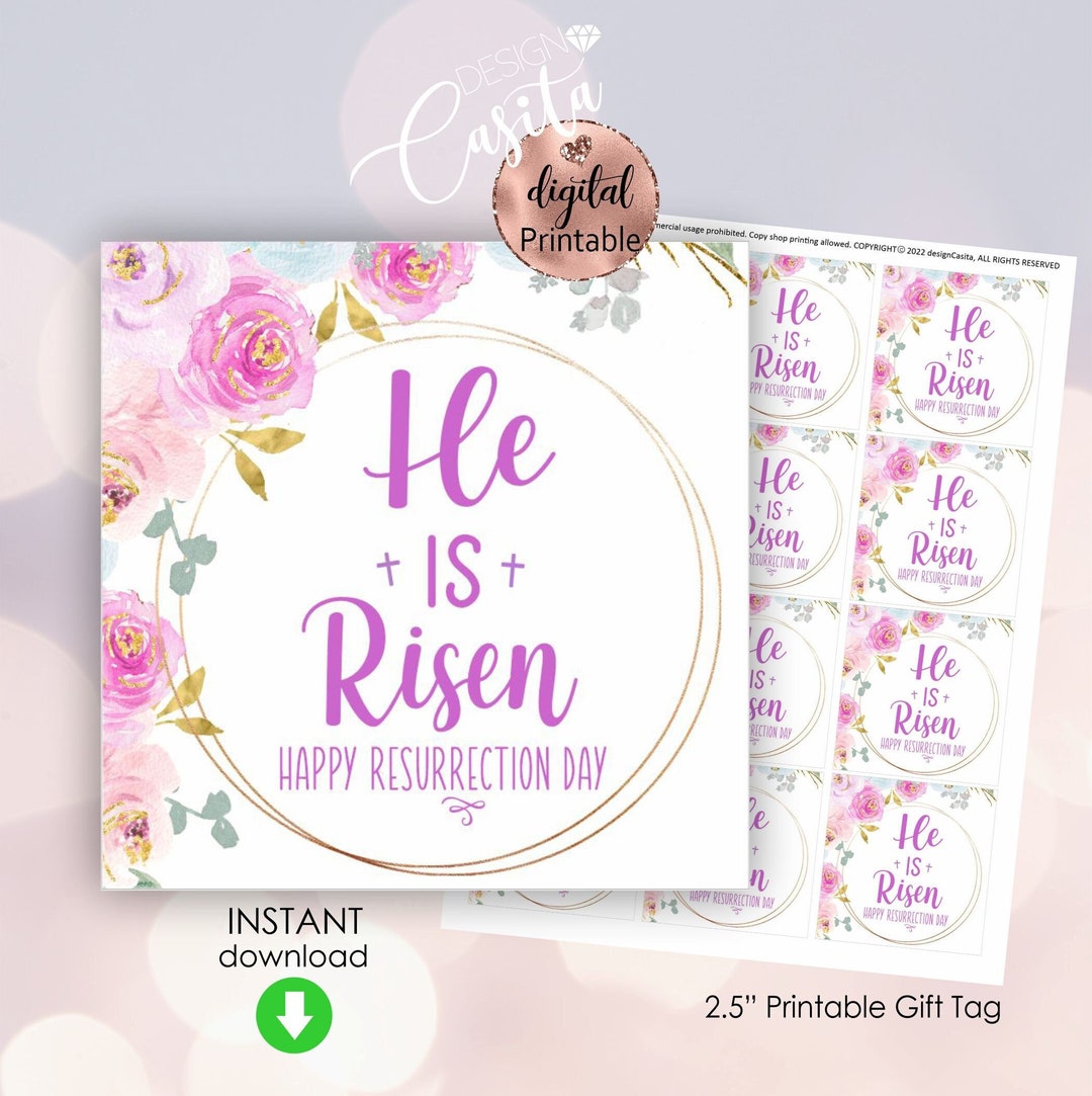 He is Risen Printable Gift Tag,happy Resurrection Day,jesus is Alive ...