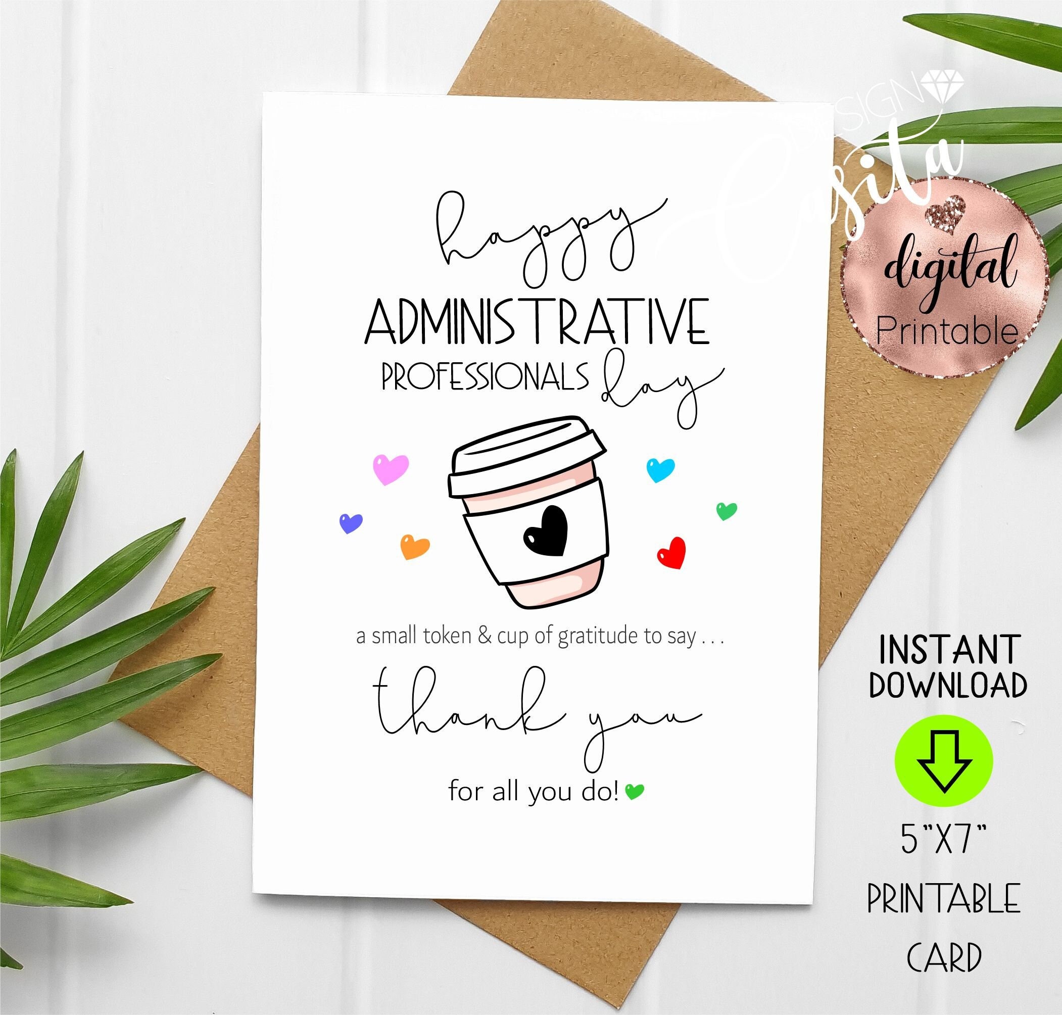 Administrative Professionals Day Coffee Printable 5x7 Folded - Etsy
