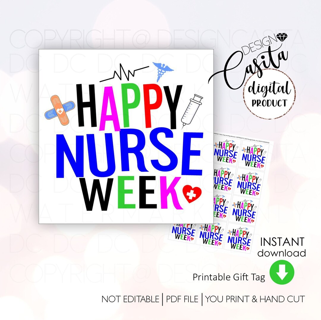 Nurse Week Printable Favor Gift Tag,colorful Nurse Tag, Pediatrician ...