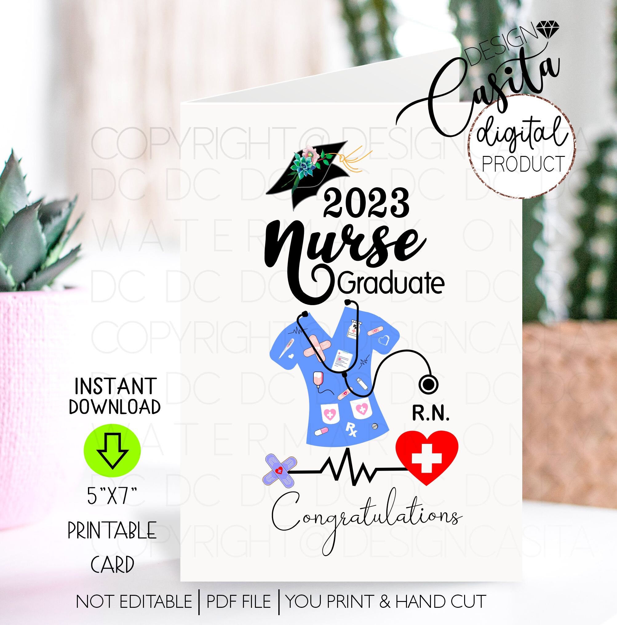 Nurse Graduation RN 2023 Printable 5x7 Folded Greeting Card - Etsy