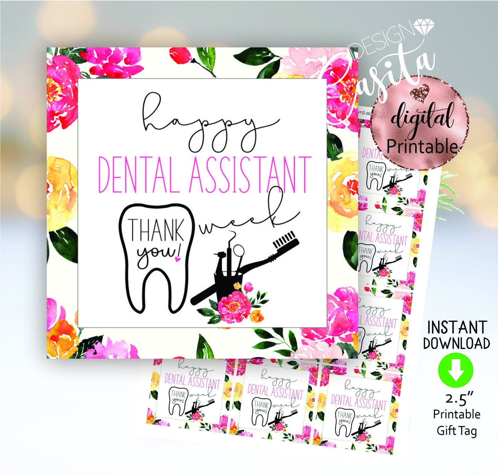Happy Dental Assistant Week Printable Gift Tagdentist Staff Etsy