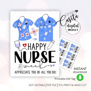 Krankenschwester Woche druckbare Gunst Geschenkanhänger, RN Danke, Rn Scrub Top Medizinische Karte, OBGYN Danke, Anerkennung von Klinischen Ausbilder, ICU Krankenschwester Danke