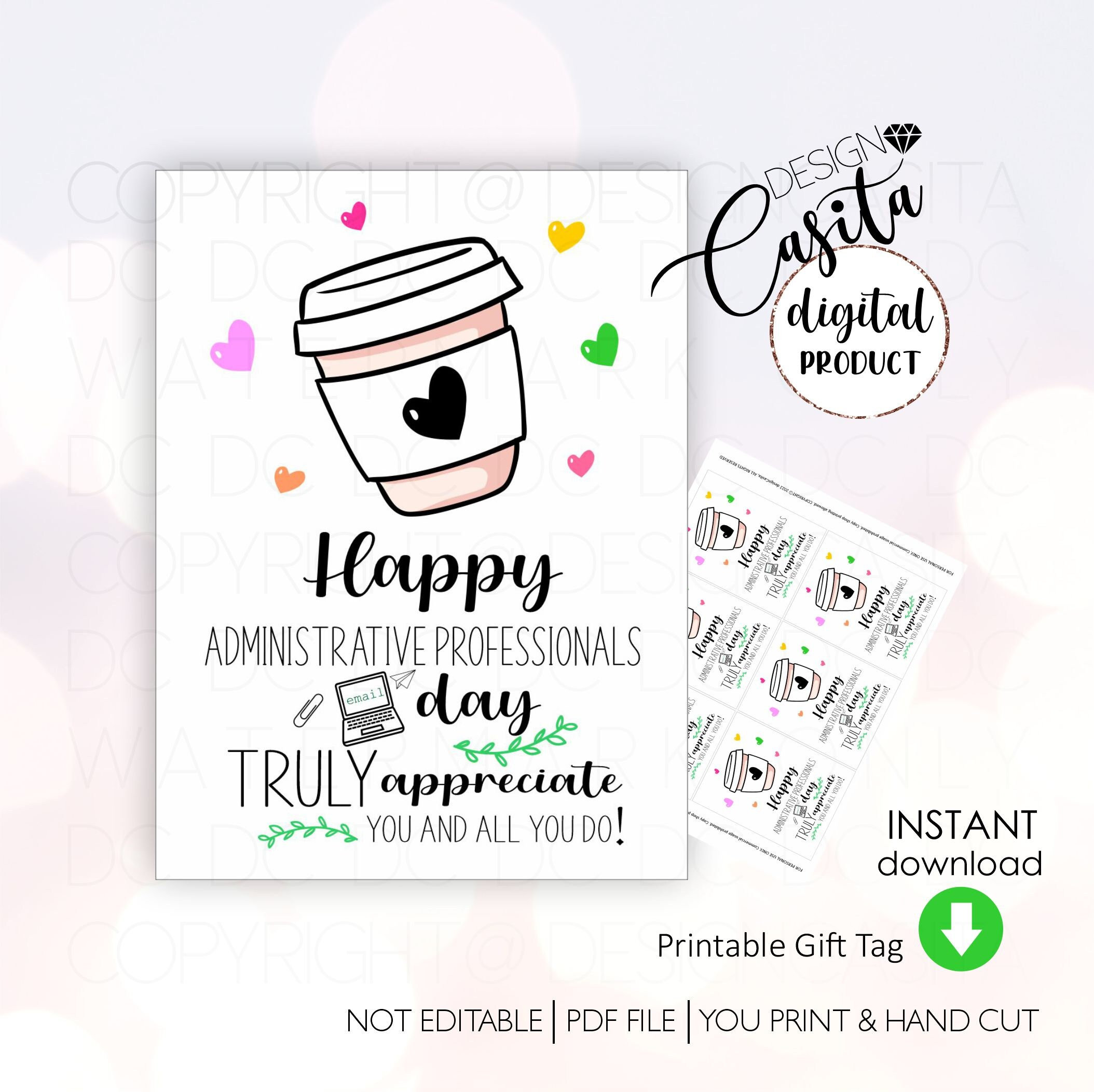 Administrative Professionals Day Printable Gift Tagcoffee Etsy