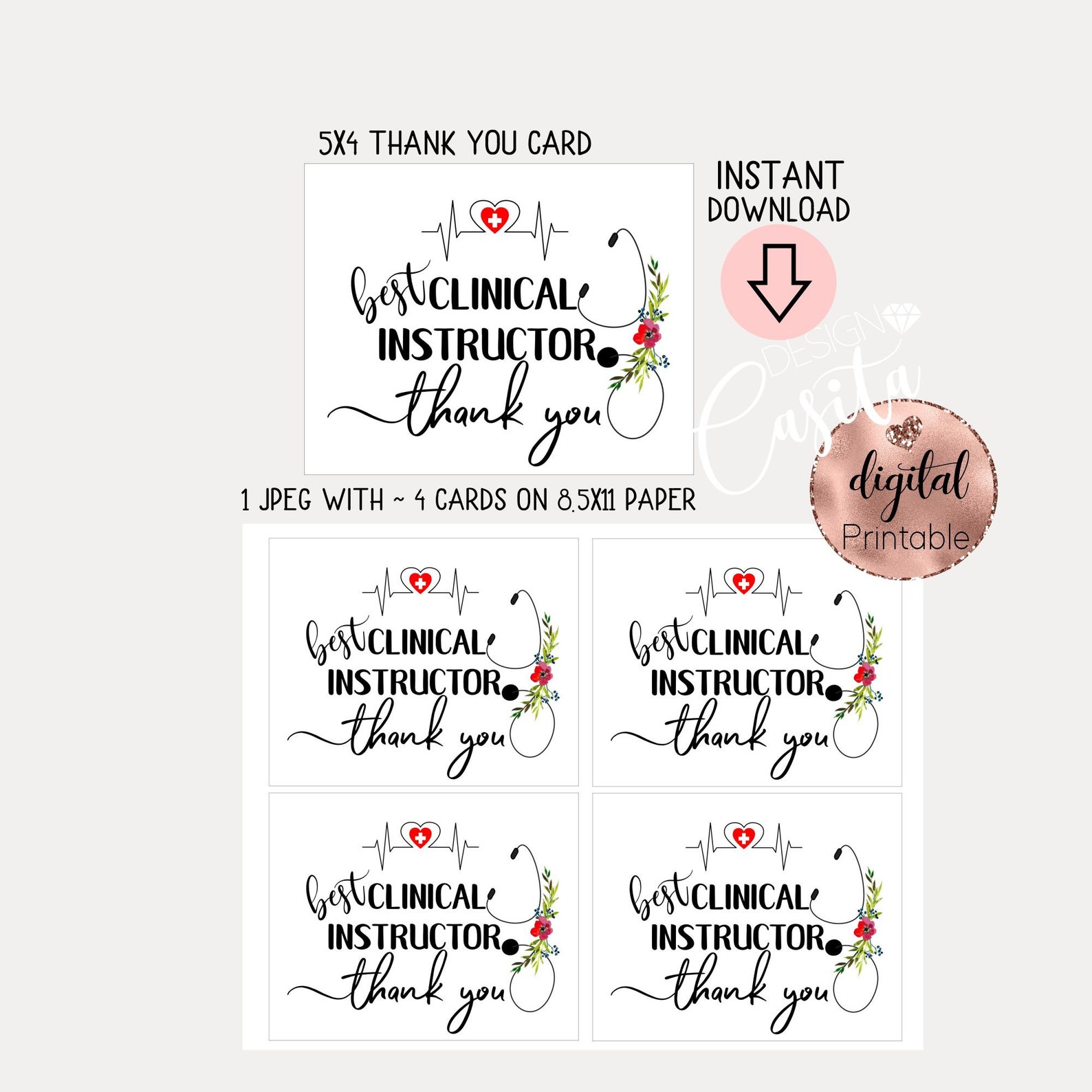 Clinical Instructor Thank You Card Nurse weekPrintable Etsy