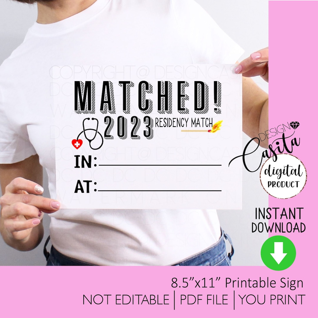 Match Day Residency 2023 8.5x11 Printable Sign,medical Specialty