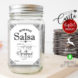 Mason Jar Salsa Printable Gift Tag Label 3x4,homemade Salsa Jar Label ...