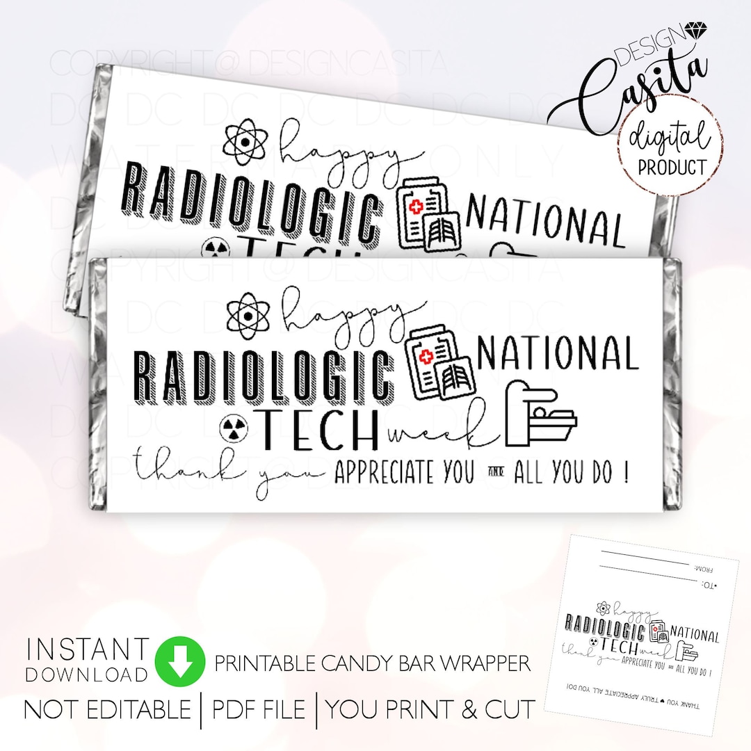 Rad Tech Week Printable Candy Bar Wrapper, Xray Tech Appreciation