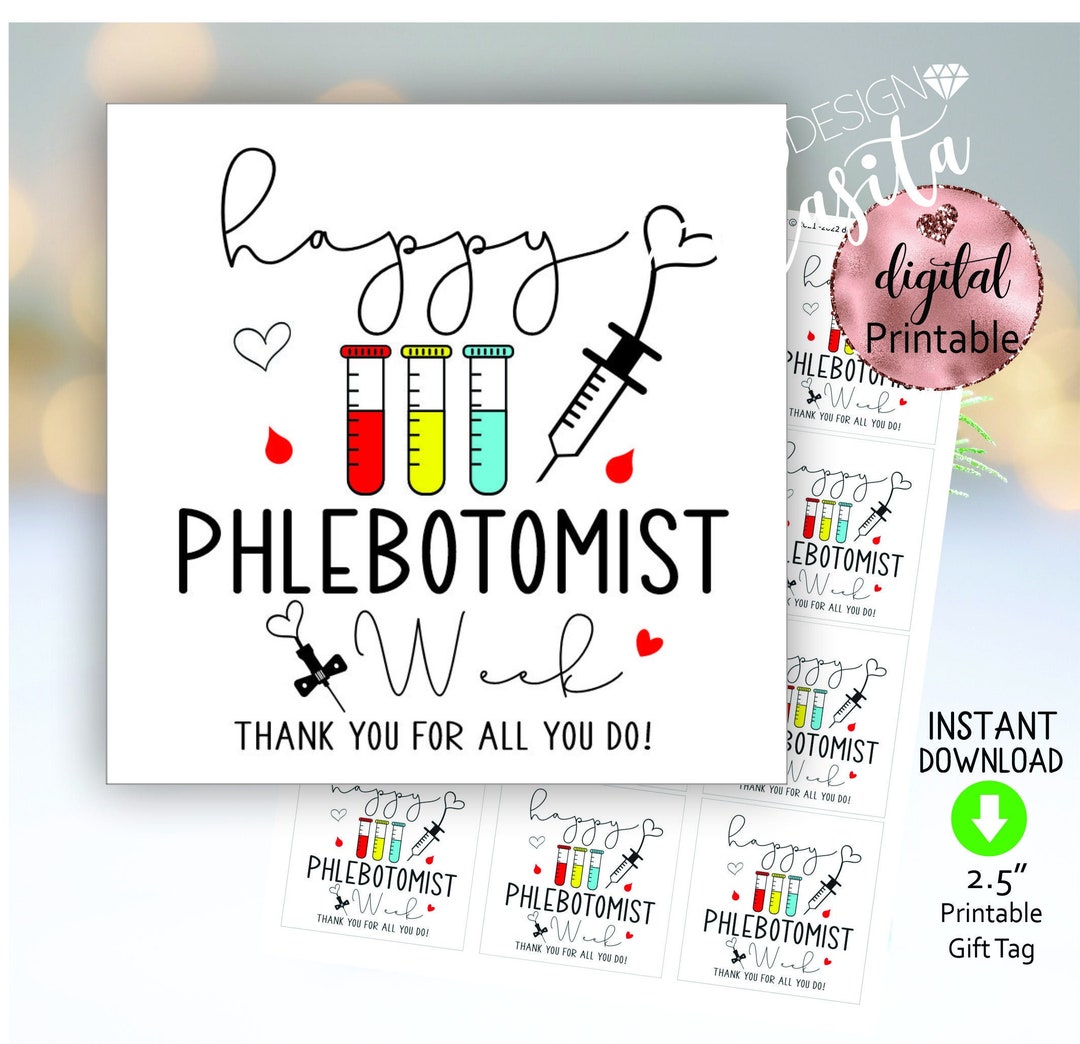 Happy Phlebotomist Week Printable Favor Gift Tag,phlebotomy Tag,vein