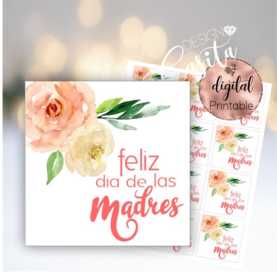 Feliz Dia De Las Madres Floral Printable Square Favor Gift | Etsy