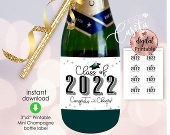 Graduation 2022 Mini Champagne Label Printable,Class of 2022,Congrats you did it,mini bottle label,college graduate party decor,grad favors