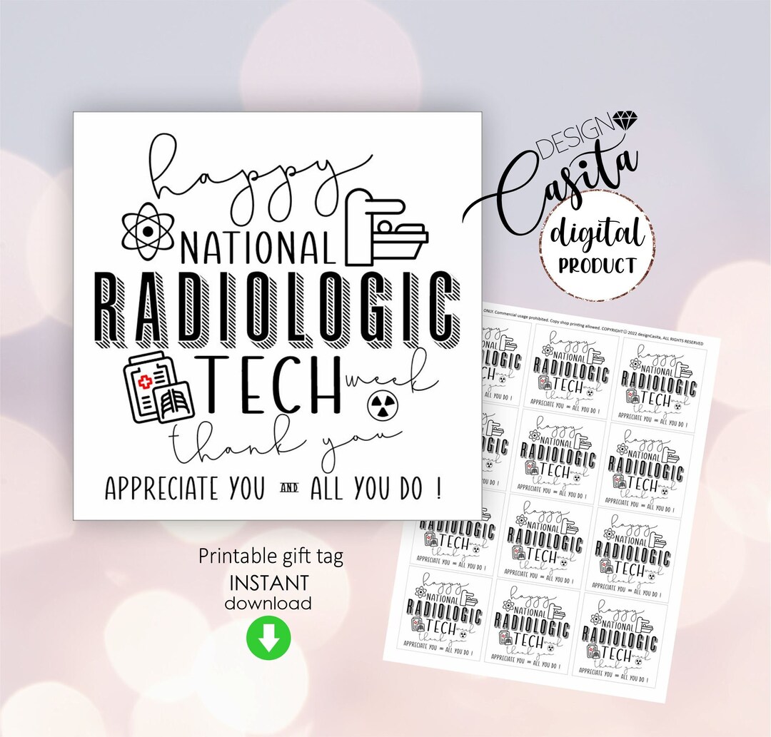 Happy National Radiologic Tech Week Printable Favor Gift Tag,xray Tech