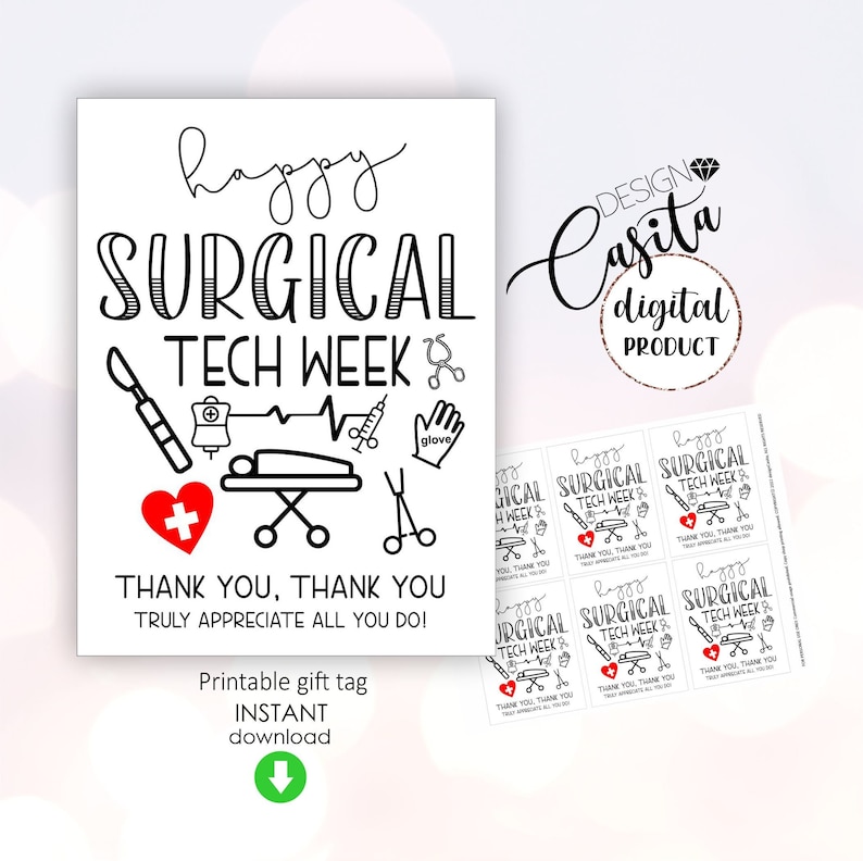 Happy Surgical Tech Week Printable Favor Gift Tagnational Etsy
