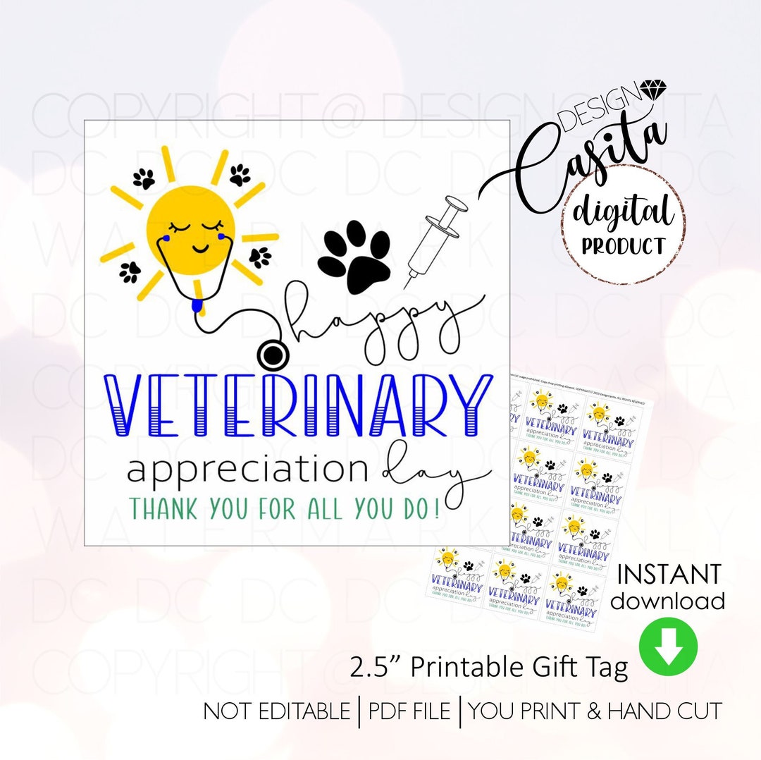 Veterinary Appreciation Day Printable Favor Gift Etsy