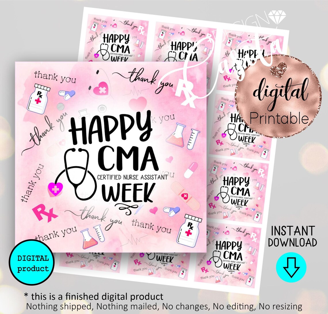 Happy CMA Week Pink Printable Favor Gift Tagcertified Medical Etsy