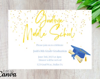 Goodbye Middle School | 8th Grade Graduation Editable Invite