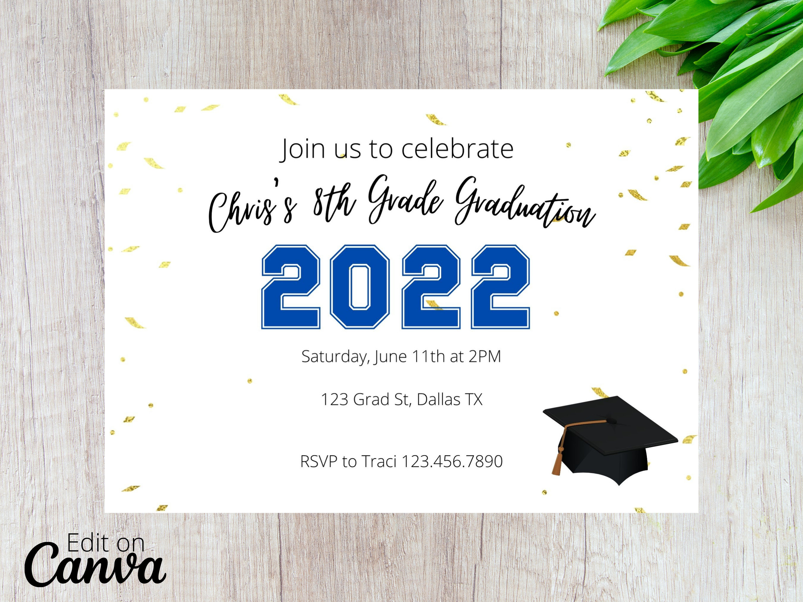 Printable Graduation 8th Grade Invitations - Etsy